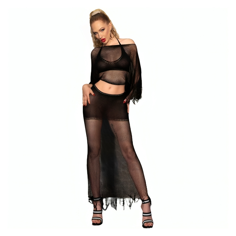 Chilirose - Cr 4666 Haut Et Jupe Noir S/M